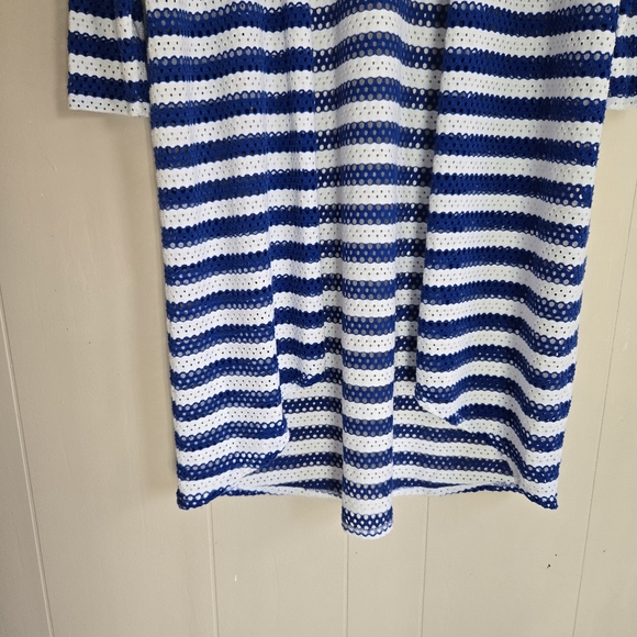 Chico's striped Tess long sleeve open front cardigan blue white mesh breezy 3 XL - Picture 4 of 10
